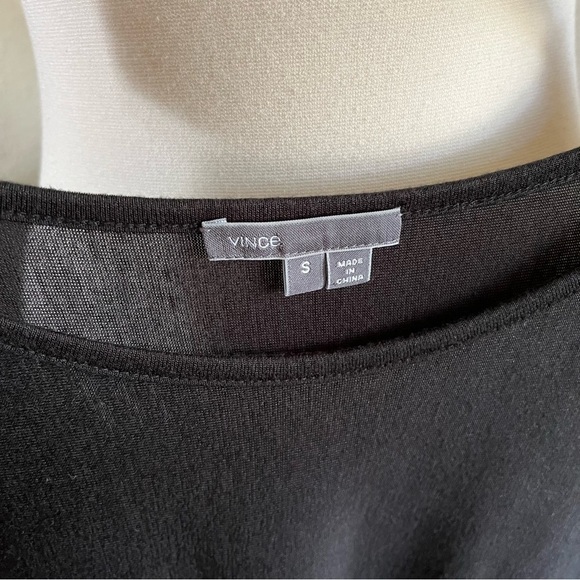 Vince Black Dolman Long Sleeve Rayon Top Minimalist Mesh Detail Boat Neck Size S - Picture 5 of 9